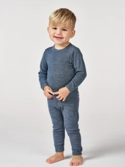 Body med lange ærmer i merinould/silke til baby