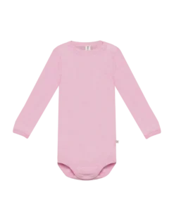 Body med lange ærmer i merinould/silke til baby