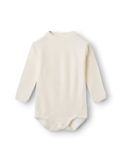 Body med lange ærmer i merinould/silke til baby (2-pak)