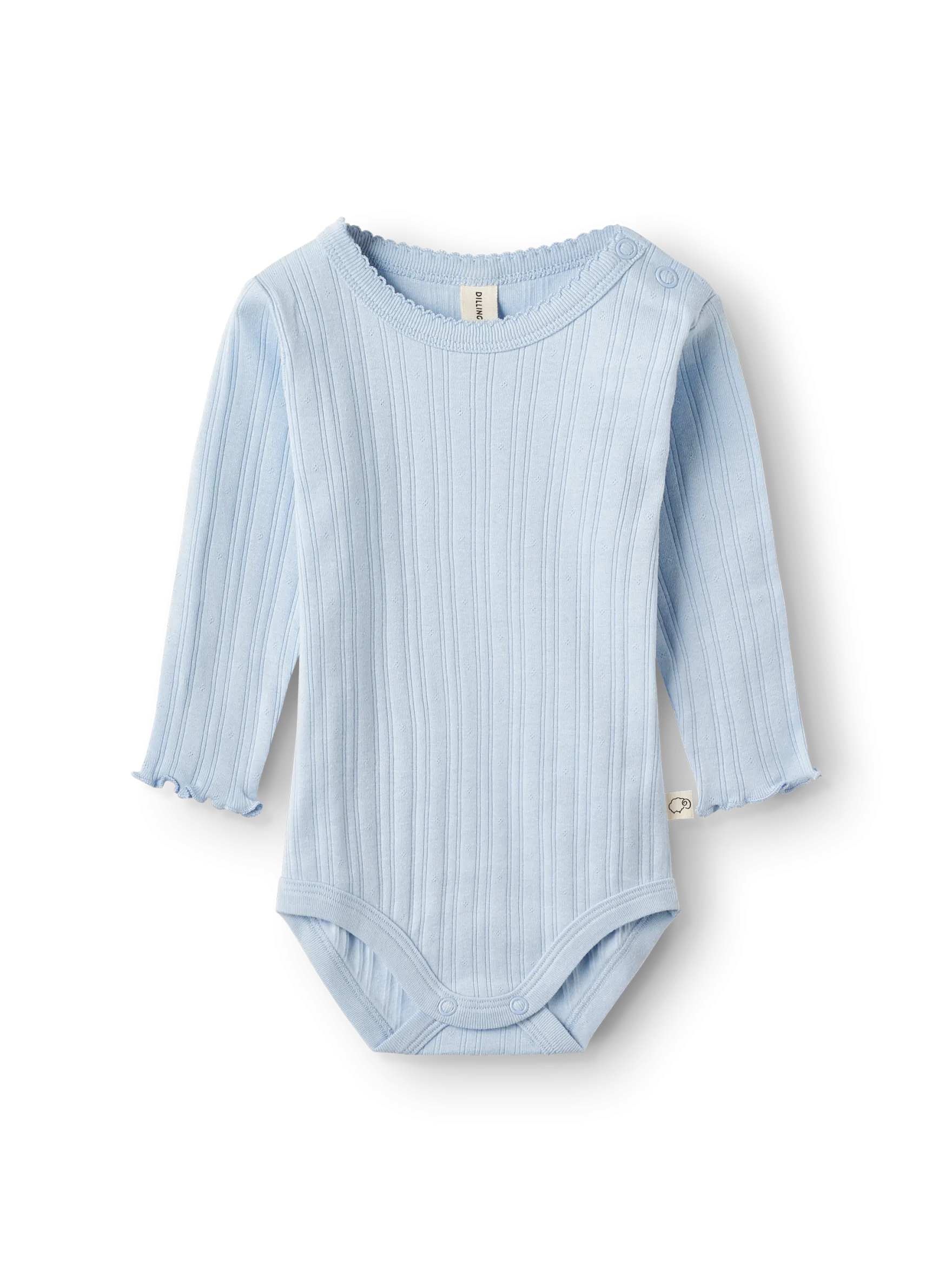 Body med lange ærmer med hulmønster i bomuld til baby