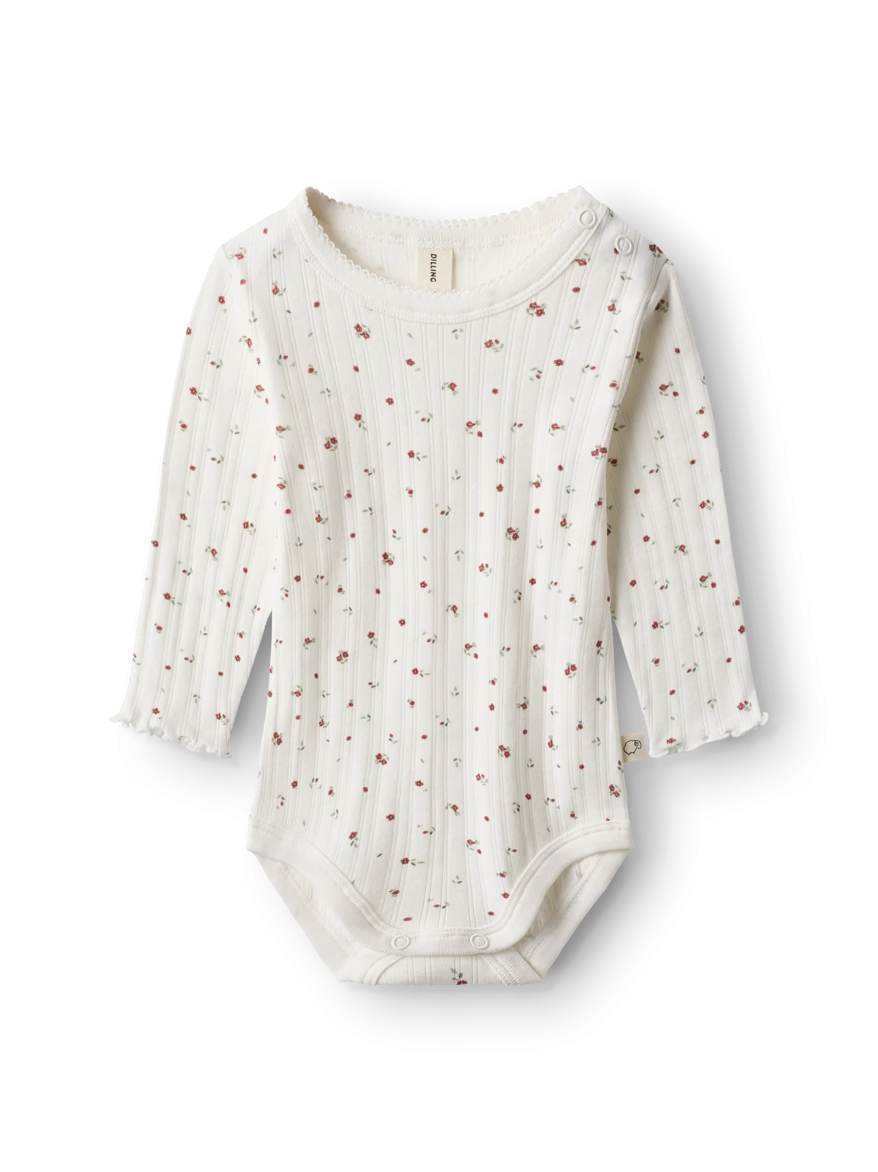 Body med lange ærmer med hulmønster i bomuld til baby