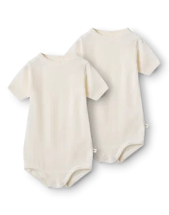 Body m/ korte ærmer i merinould/silke til baby (2-pak)