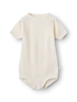 Body m/ korte ærmer i merinould/silke til baby (2-pak)