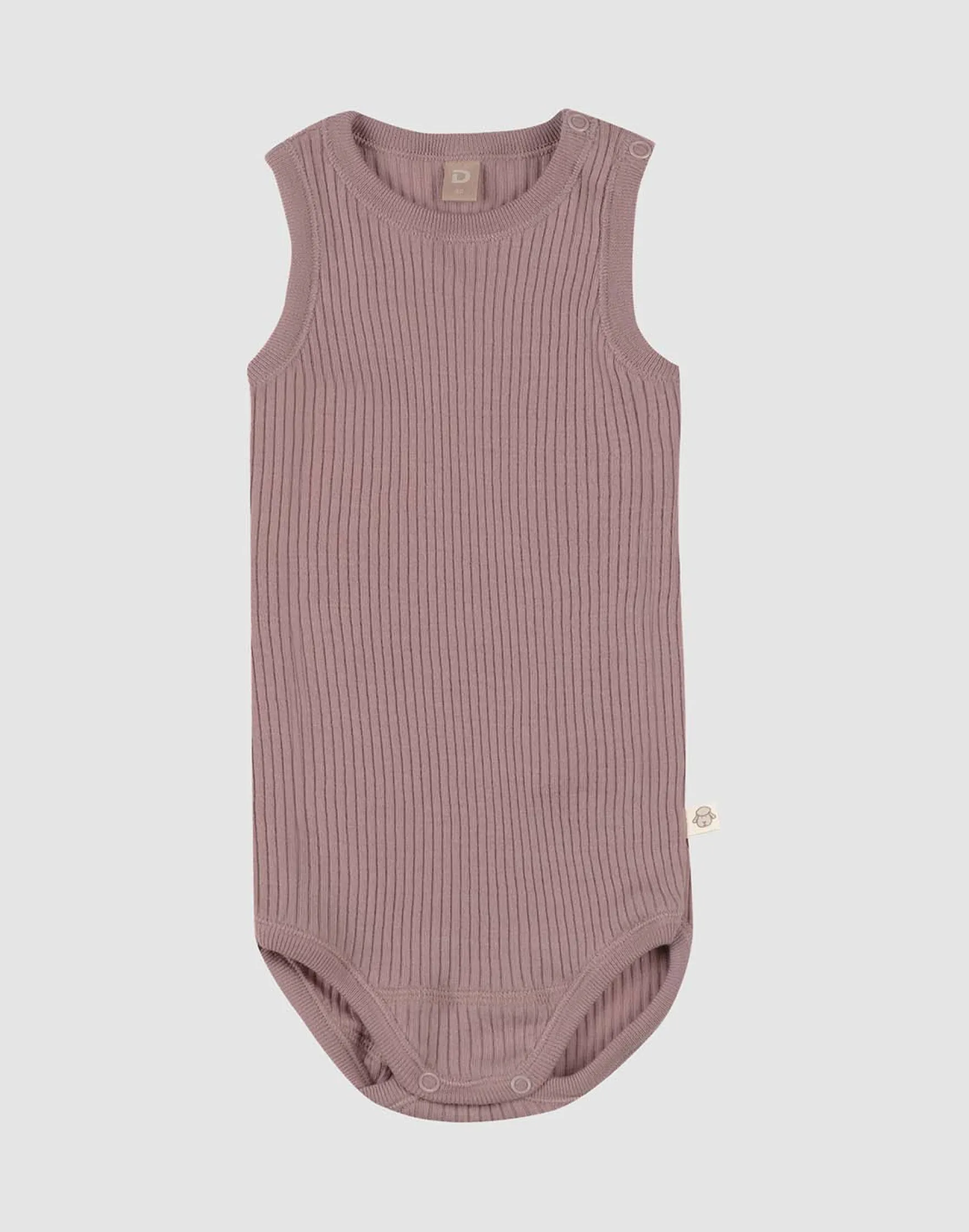 Body uden ærmer i merinould til baby