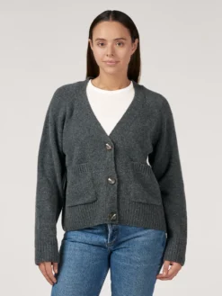 Boxy cardigan i lammeuld til kvinder