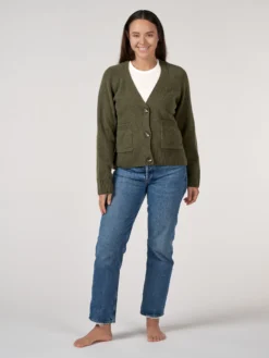 Boxy cardigan i lammeuld til kvinder