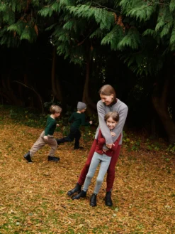 Børne leggings i bred uldrib