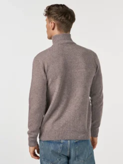 Cardigan med lynlås i lammeuld til mænd