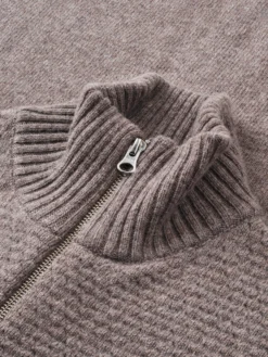 Cardigan med lynlås i lammeuld til mænd