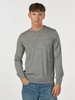 Crew neck i merinould til mænd