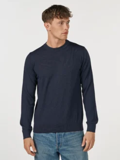 Crew neck i merinould til mænd