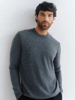 Crew neck i merinould til mænd