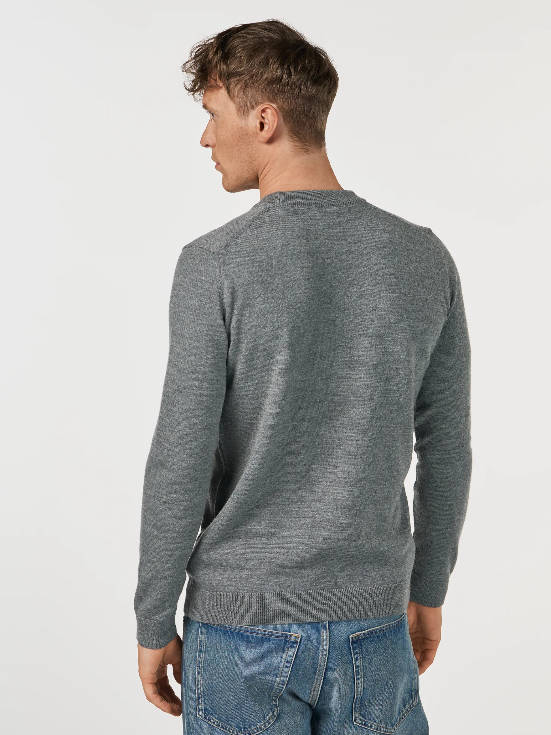 Crew neck i merinould til mænd