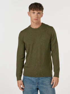 Crew neck i merinould til mænd