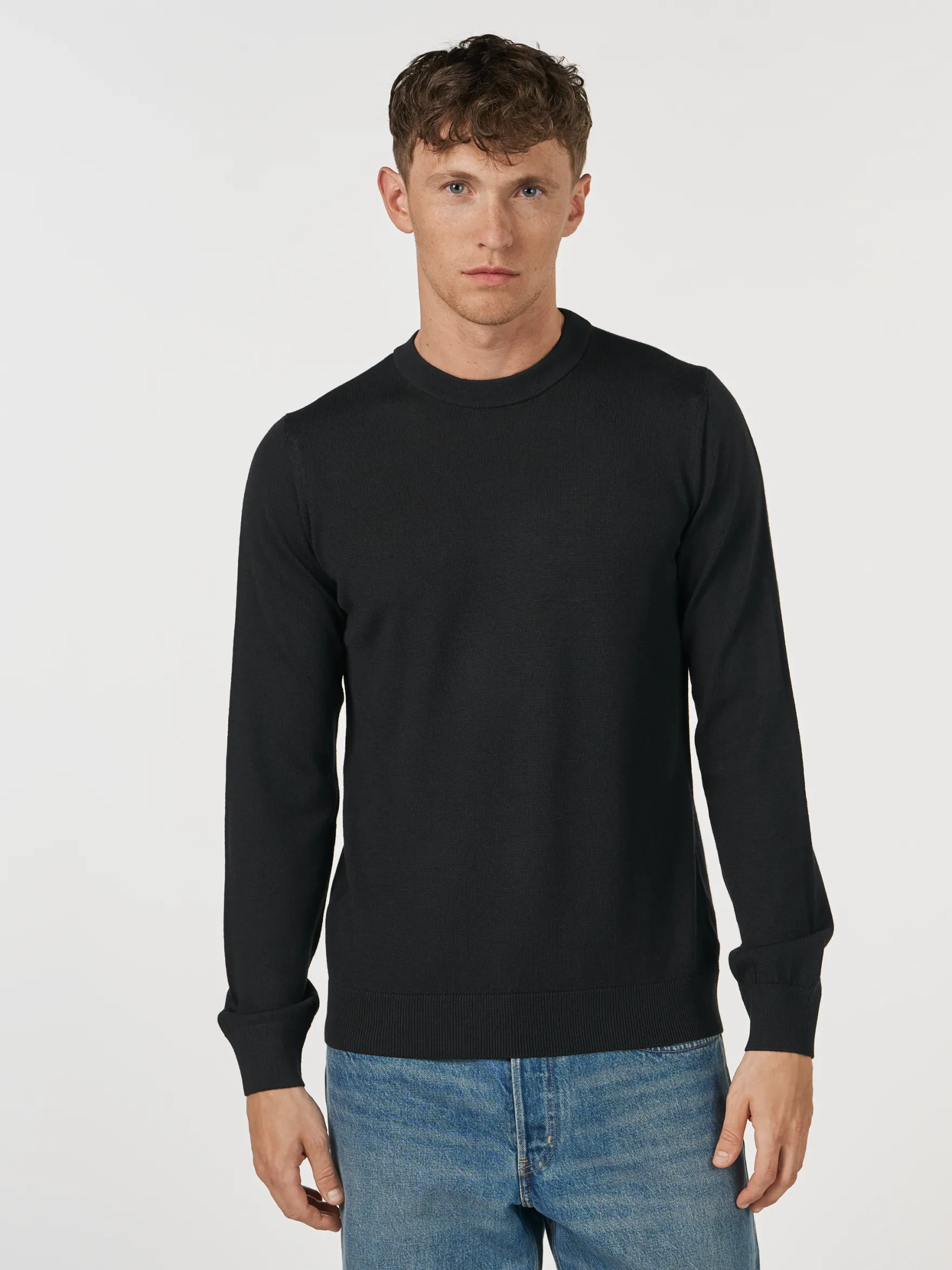 Crew neck i merinould til mænd
