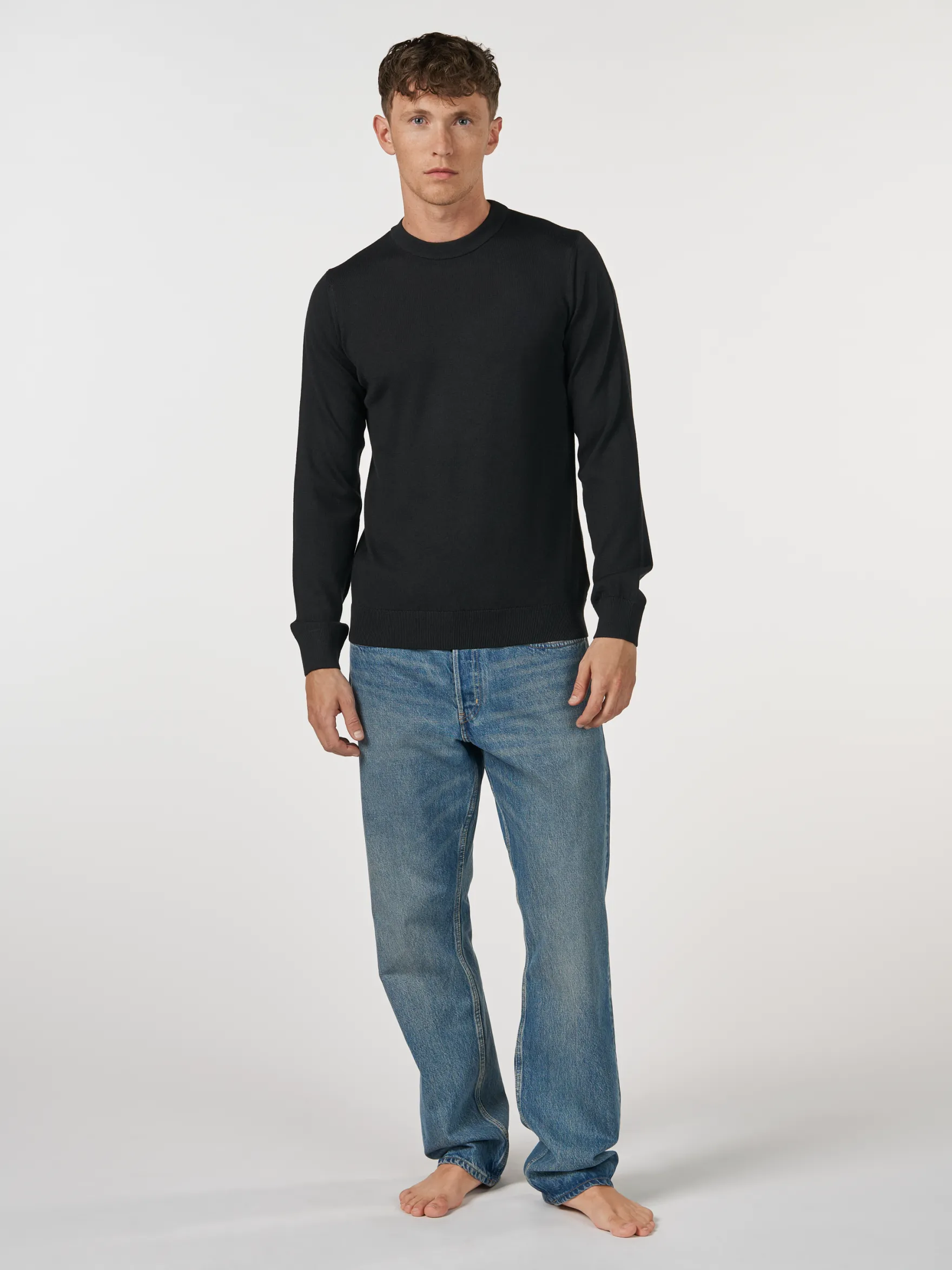 Crew neck i merinould til mænd