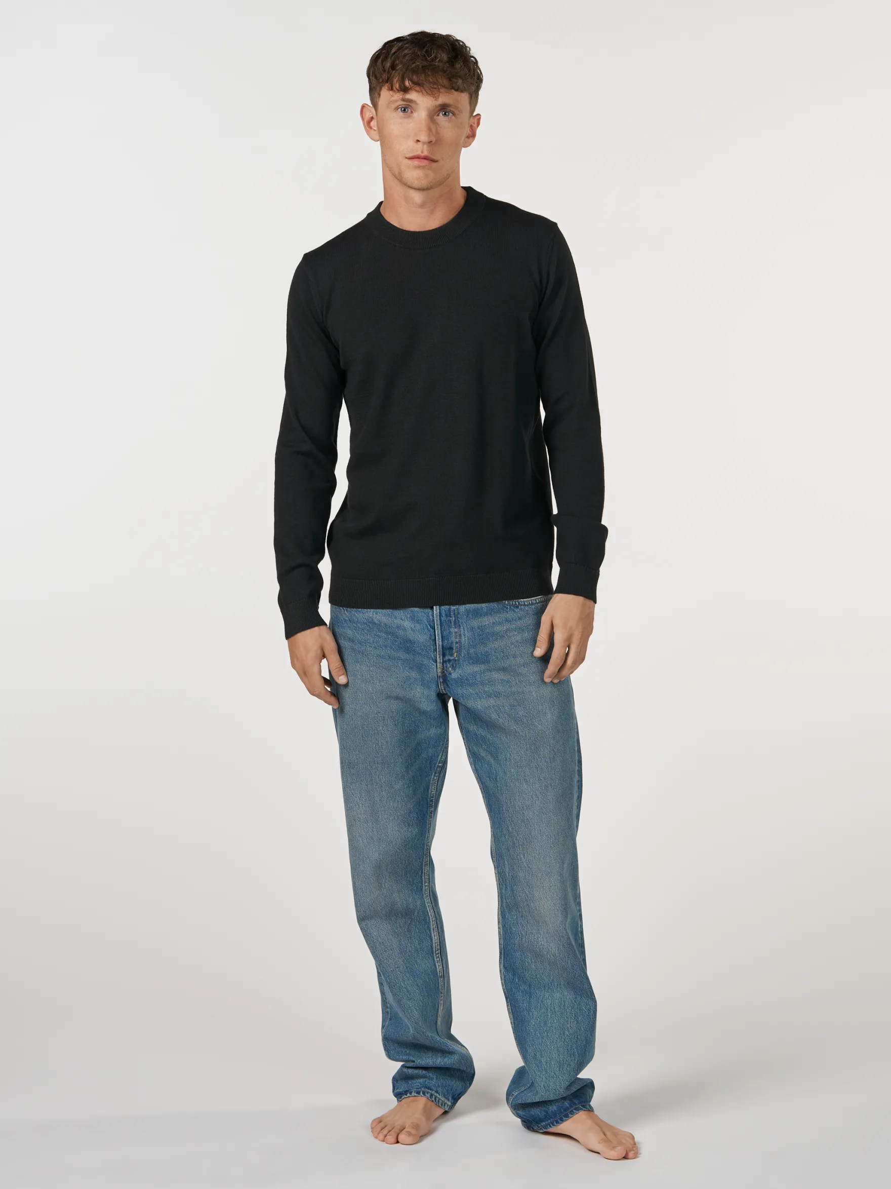 Crew neck i merinould til mænd