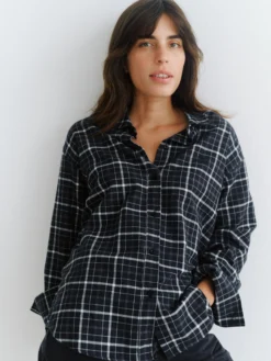 Flannelskjorte i bomuld/uld til kvinder