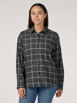 Flannelskjorte i bomuld/uld til kvinder