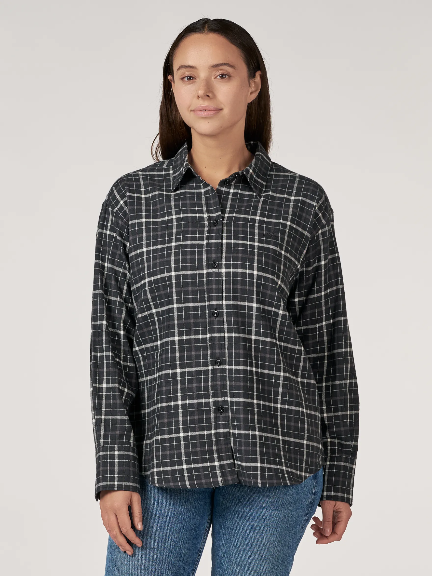 Flannelskjorte i bomuld/uld til kvinder