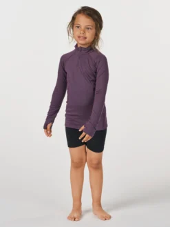 Half-zip bluse i merinould til børn
