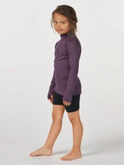 Half-zip bluse i merinould til børn
