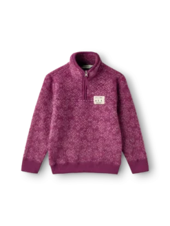 Half-zip jakke i merinouldfleece til børn