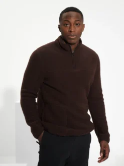Half-zip jakke i merinouldfleece til mænd