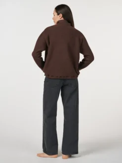 Half-zip-jakke i merinouldfleece til kvinder