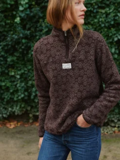 Half-zip-jakke i merinouldfleece til kvinder