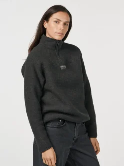 Half-zip-jakke i merinouldfleece til kvinder