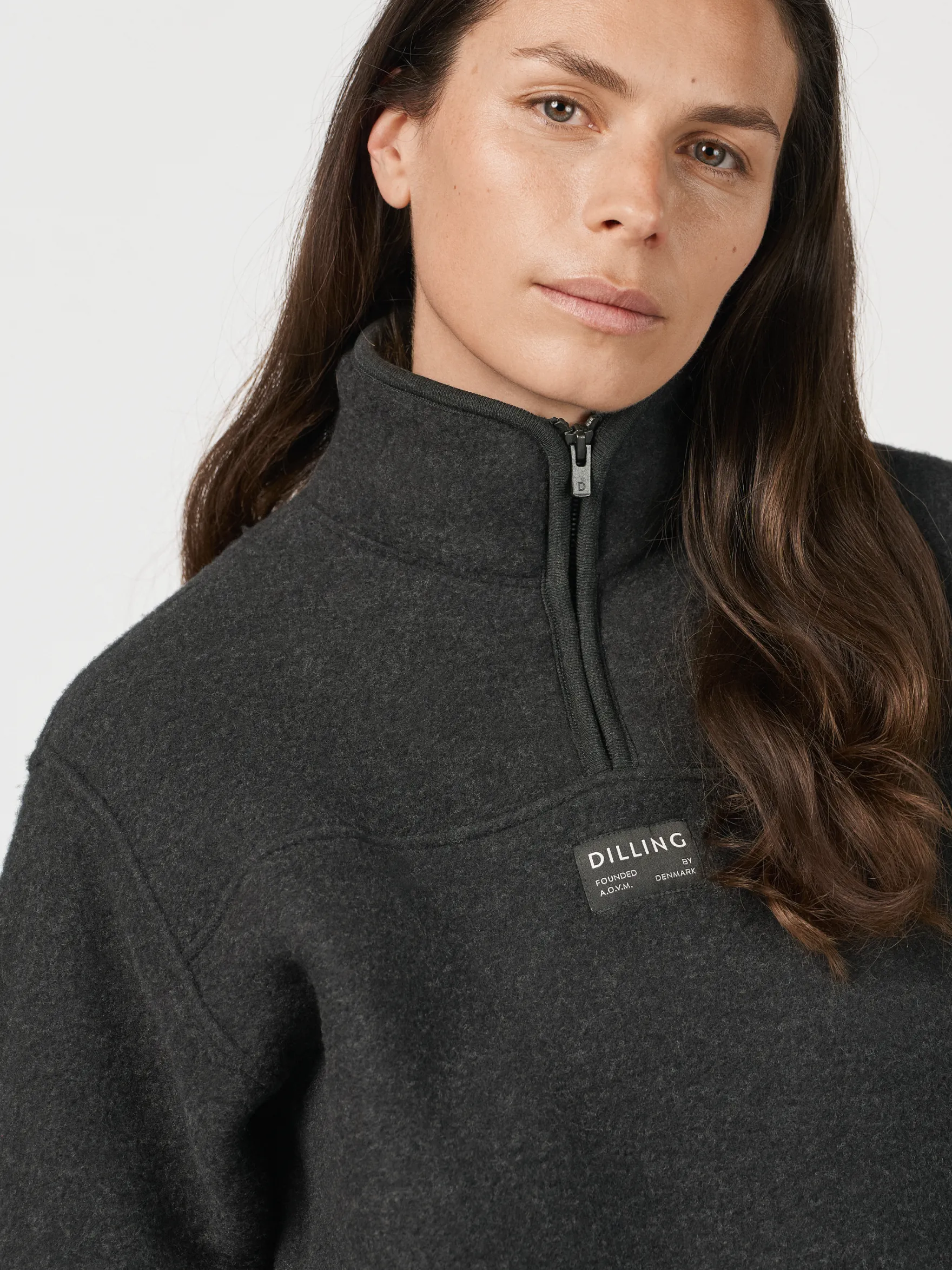 Half-zip-jakke i merinouldfleece til kvinder