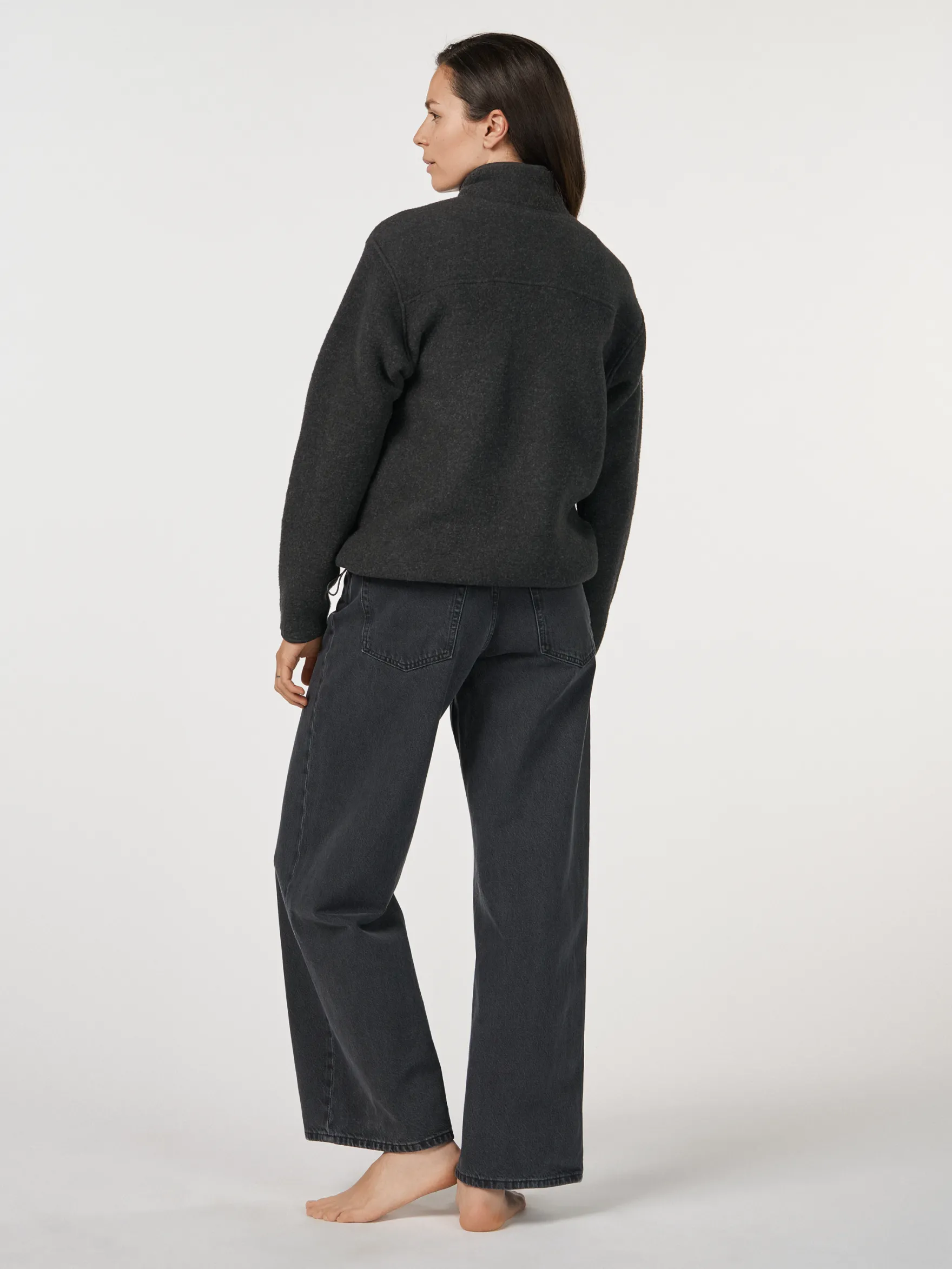 Half-zip-jakke i merinouldfleece til kvinder