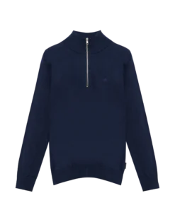 Half-zip trøje i merinould til mænd