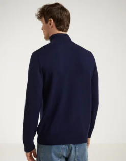 Half-zip trøje i merinould til mænd