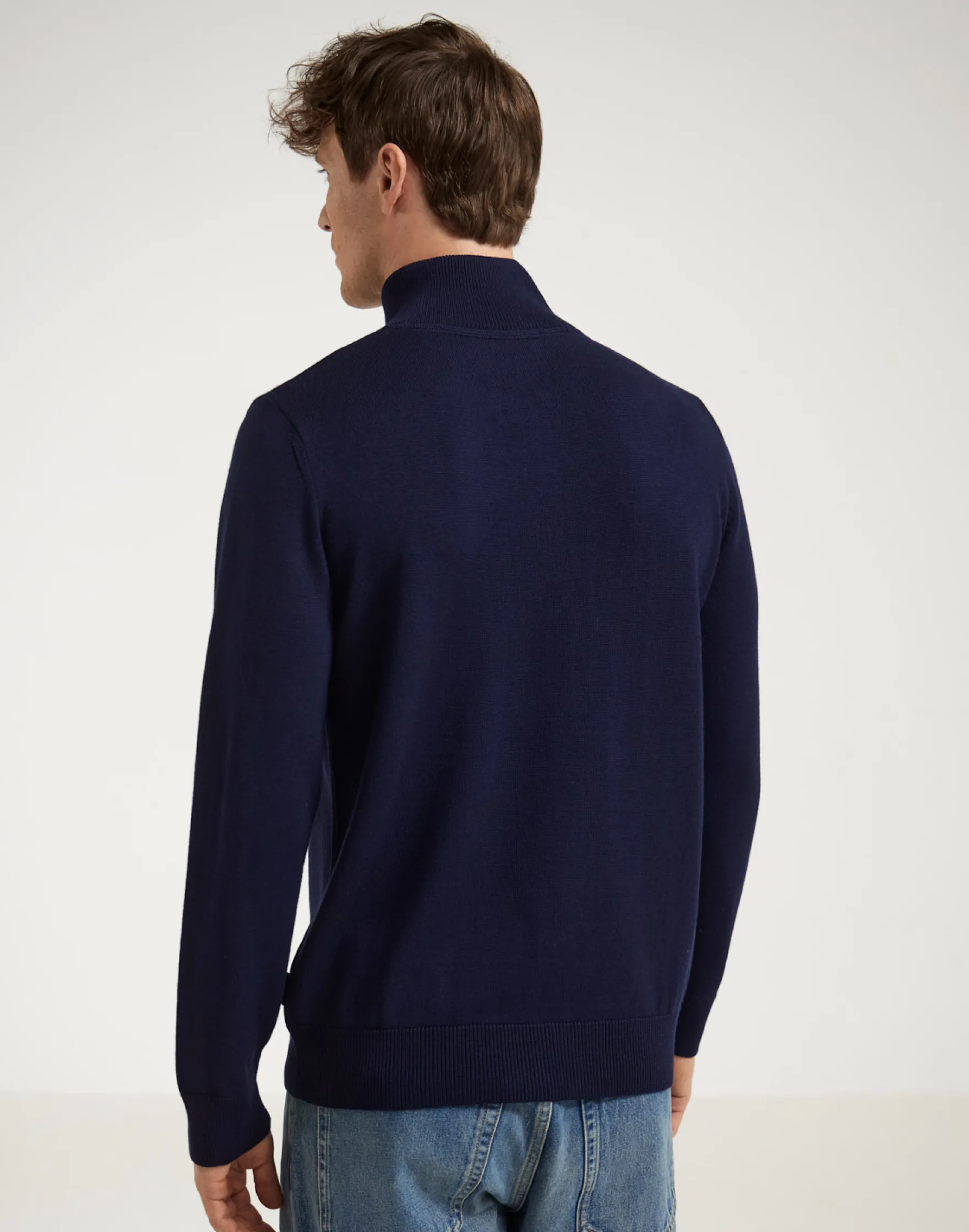 Half-zip trøje i merinould til mænd