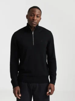 Half-zip trøje i merinould til mænd