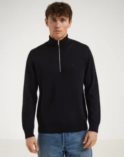 Half-zip trøje i merinould til mænd