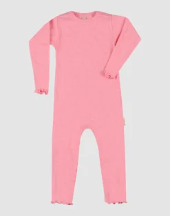 Heldragt med hulmønster i merinould/silke til baby