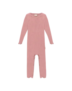 Heldragt med hulmønster i merinould/silke til baby