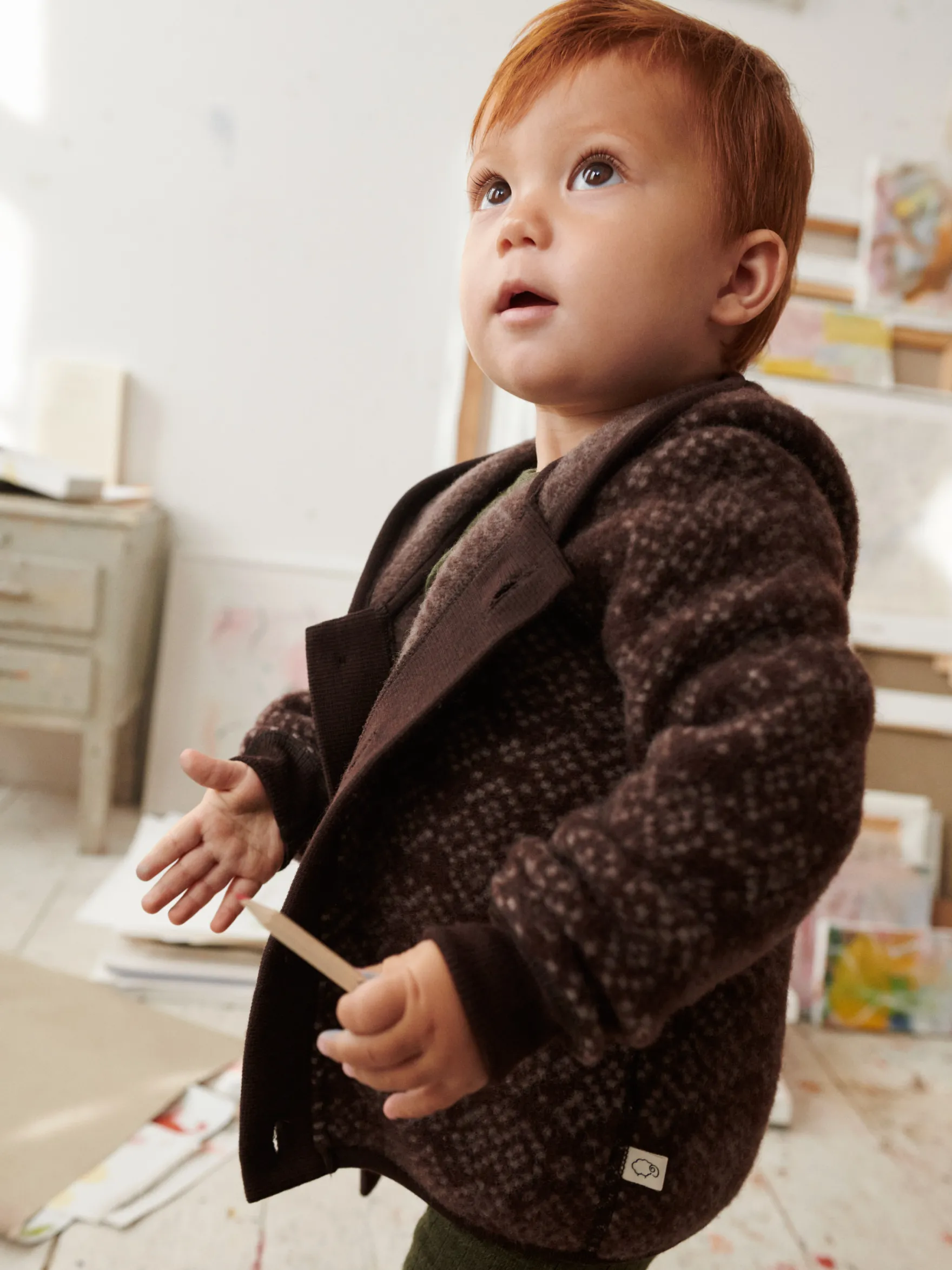 Jakke i merinouldfleece til baby