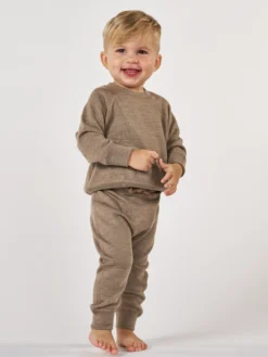 Joggers med knæpatch i merinouldfrotté til baby