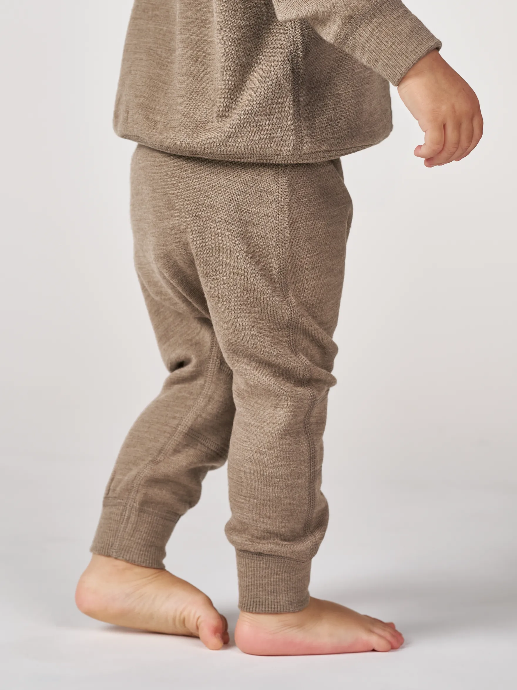Joggers med knæpatch i merinouldfrotté til baby