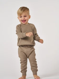 Joggers med knæpatch i merinouldfrotté til baby