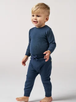 Joggers med knæpatch i merinouldfrotté til baby