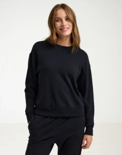 Kort sweatshirt i merinould til kvinder