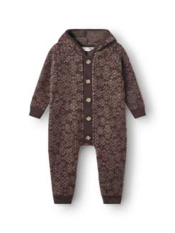 Køredragt med hætte i merinouldfleece til baby