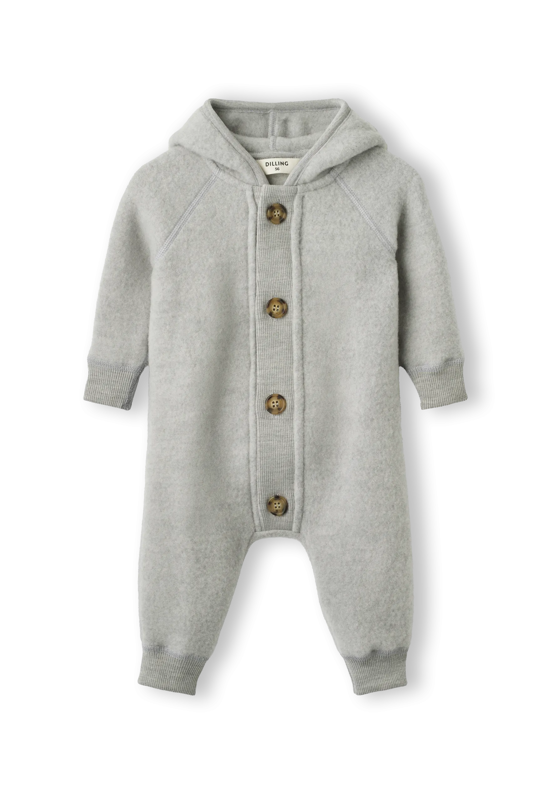 Køredragt med hætte i merinouldfleece til baby