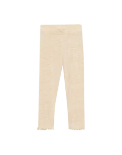 Leggings i merinould med hulmønster til baby