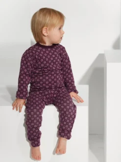 Leggings i merinould med nordisk mønster til baby